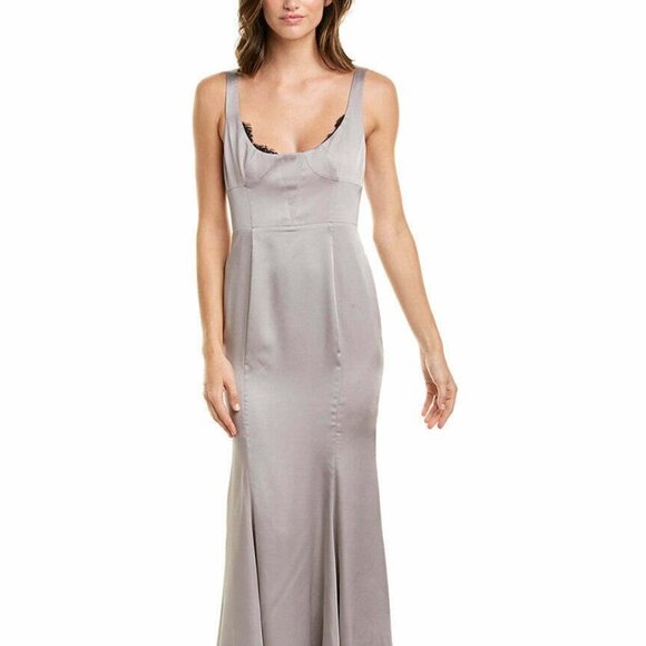 Fame And Partners Womens Gray Gown Sleeveless Scoop Neck Long Maxi Dress Size 10 - Picture 1 of 7